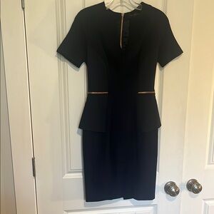 Ted Baker Navy and Gold Mini Dress